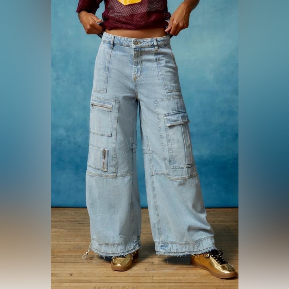 BDG urban outfitters Light Blue Wide-Leg Utility Jeans
